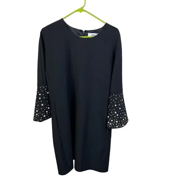 NEW Belle by Badgley Mischka Grommet Bell Sleeve Dress - Picture 4 of 10